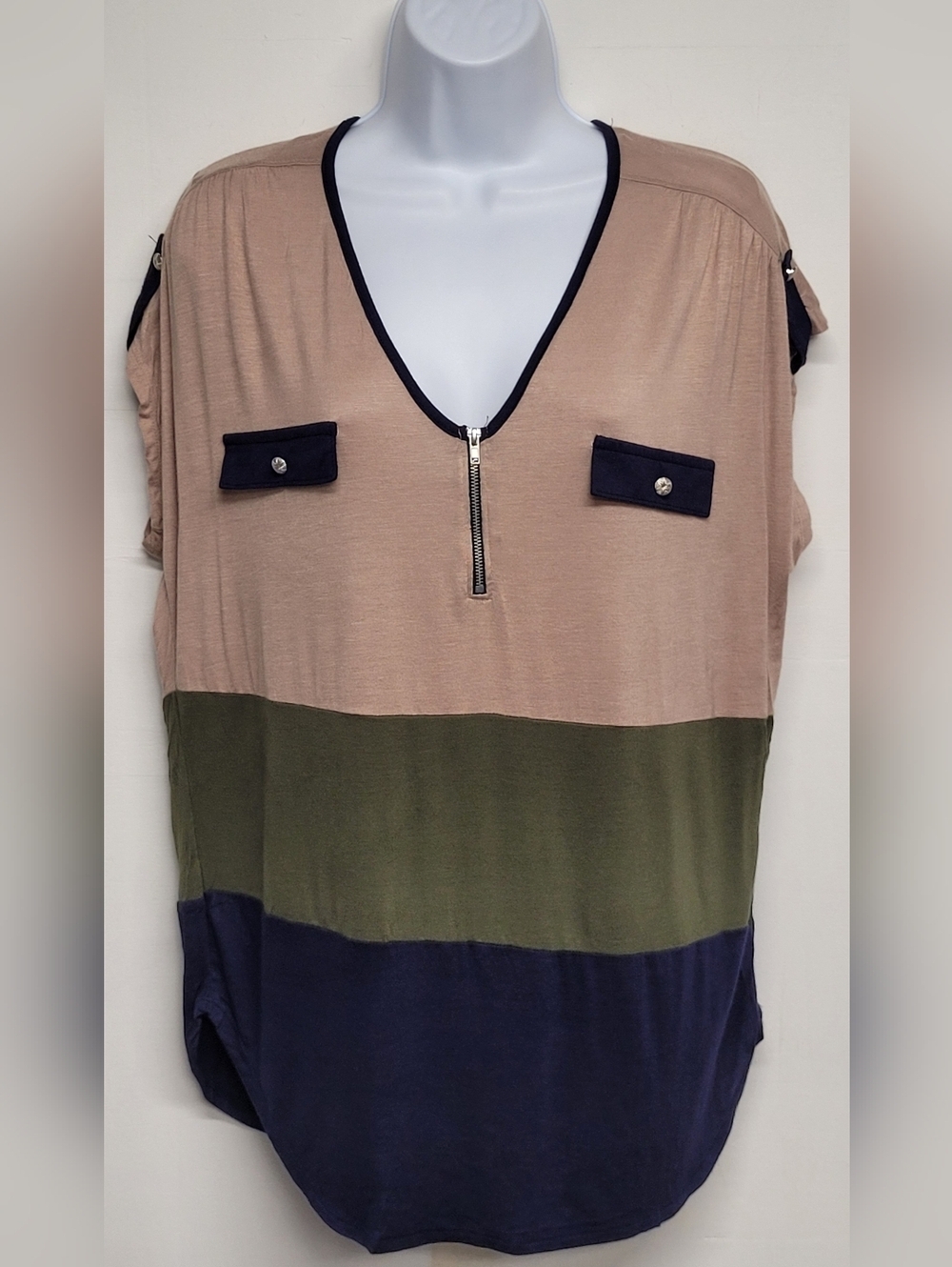 It Girl XL Top Vintage Colorblock Slinky Stretch Knit Flowy Comfort